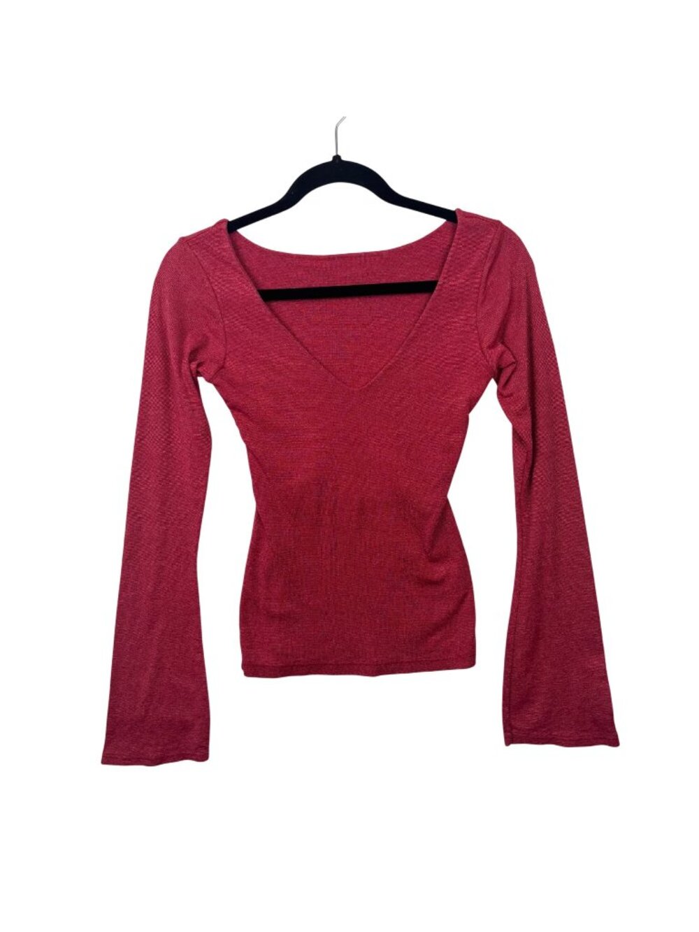 ✨3/$30 Michael Stars One Size M L Red V-Neck Long Sleeve Lightweight Top